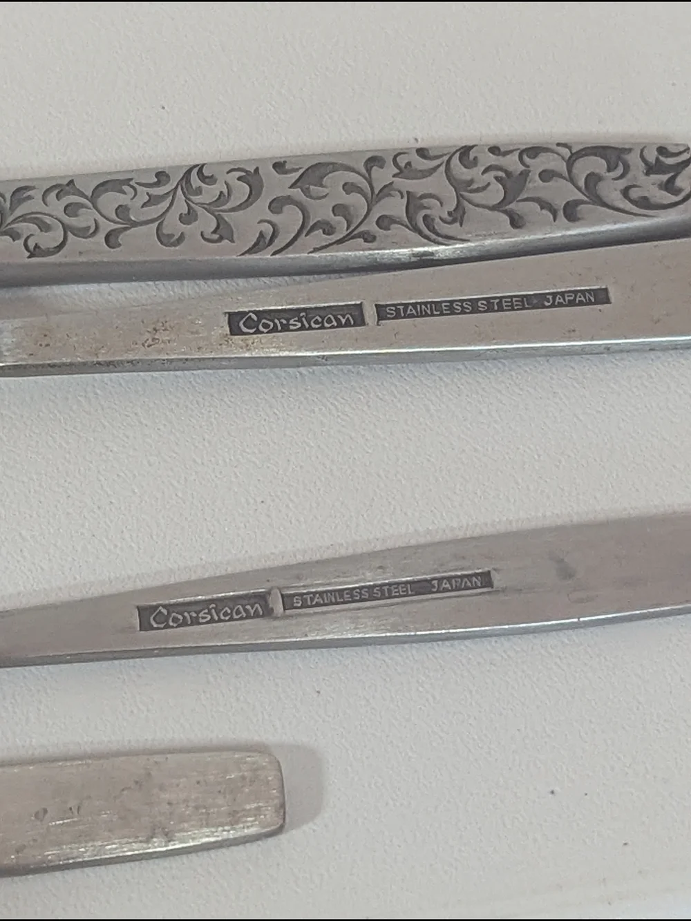 Vintage Corsican Stainless Steel Japan Flatware Set 36 Pc Floral Scroll MCM
